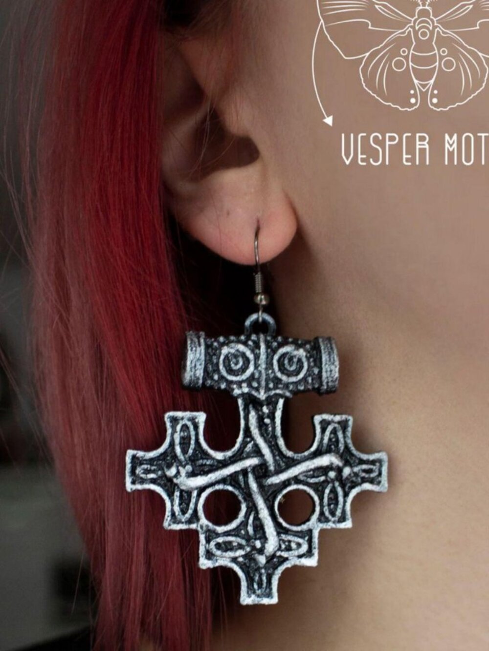 Vesper Moth goth earrings